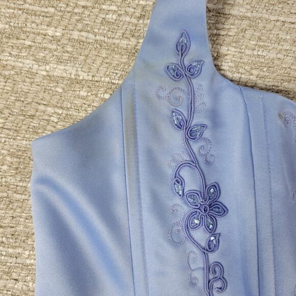 Michelangelo Gown Womens 6 Blue Beaded Whimsical Fairy Corset Halter Prom Dress - Picture 10 of 16